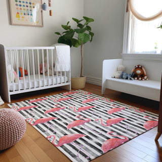 Addison Premium Washable Mayfield AMF204 Black 3' x 5' Rug