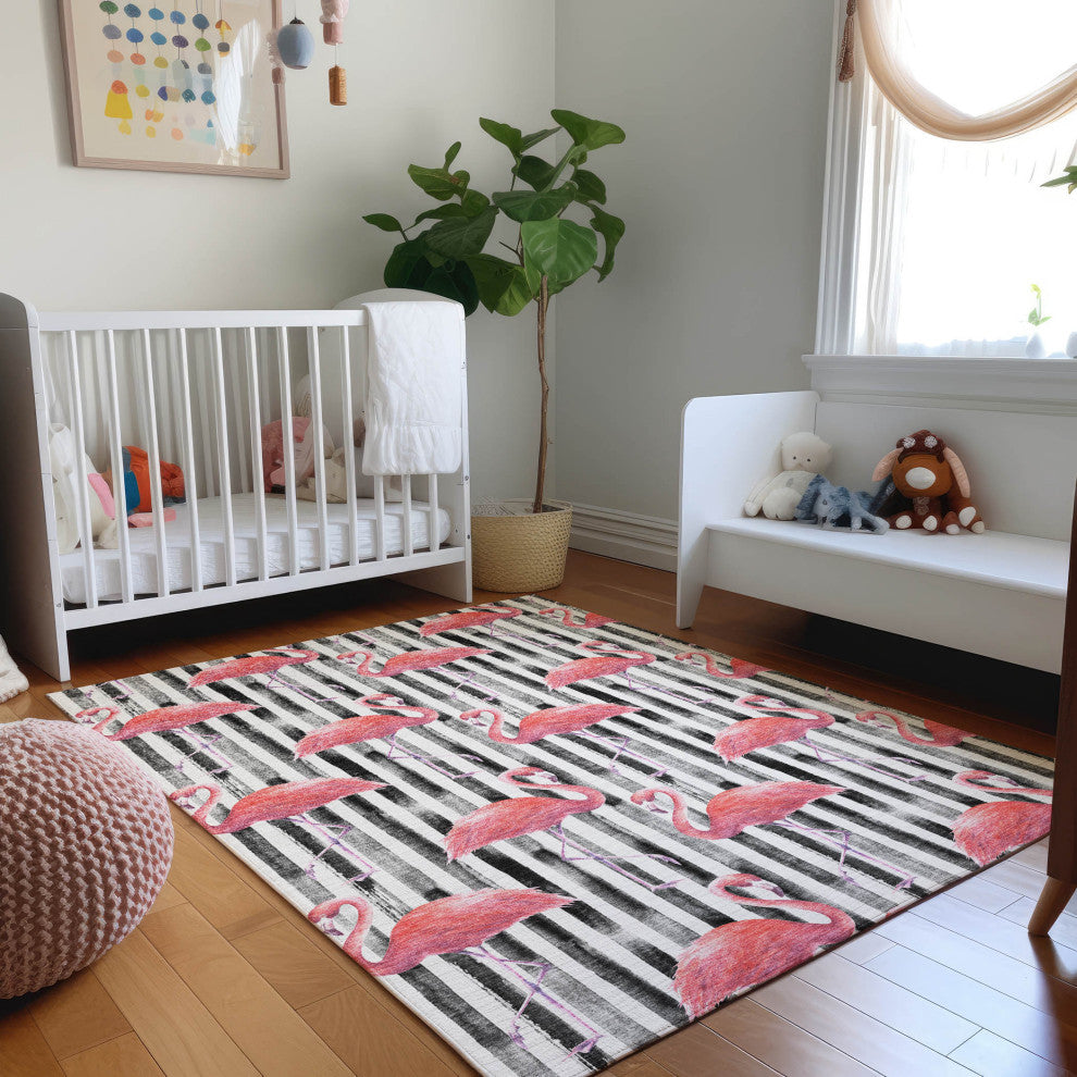 Addison Premium Washable Mayfield AMF204 Black 3' x 5' Rug