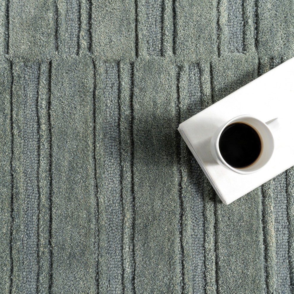 Starke Checked Wool Area Rug, Hunter Green 8'x10'