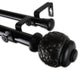 Frond 1" Double Curtain Rod, Black, Black, 28"-48"