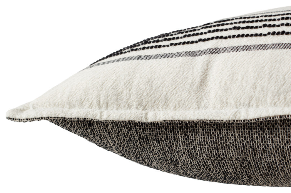 Jaipur Living Dolan Striped Black/Ivory Poly Fill Pillow 22" Square
