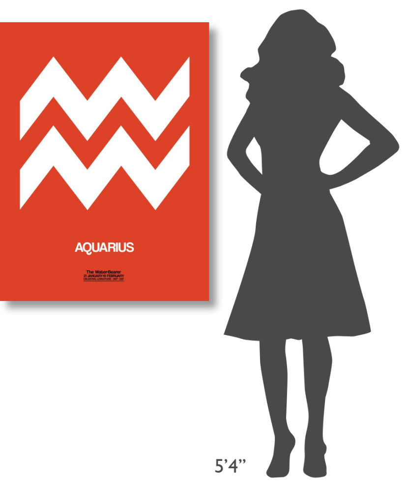 "Aquarius Zodiac Sign White on Orange" Fine Art Print