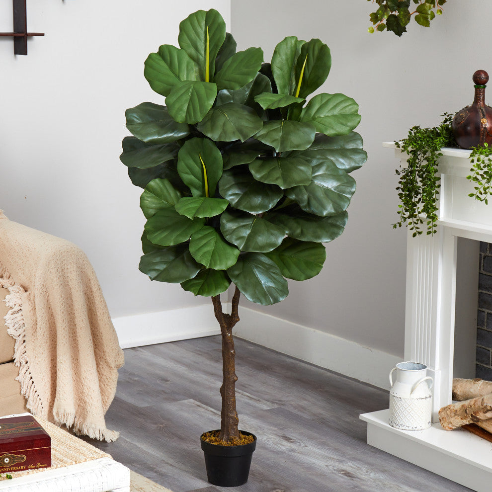 4.5' Fiddle Leaf Fig Artificial Tree, Indoor/Outdoor