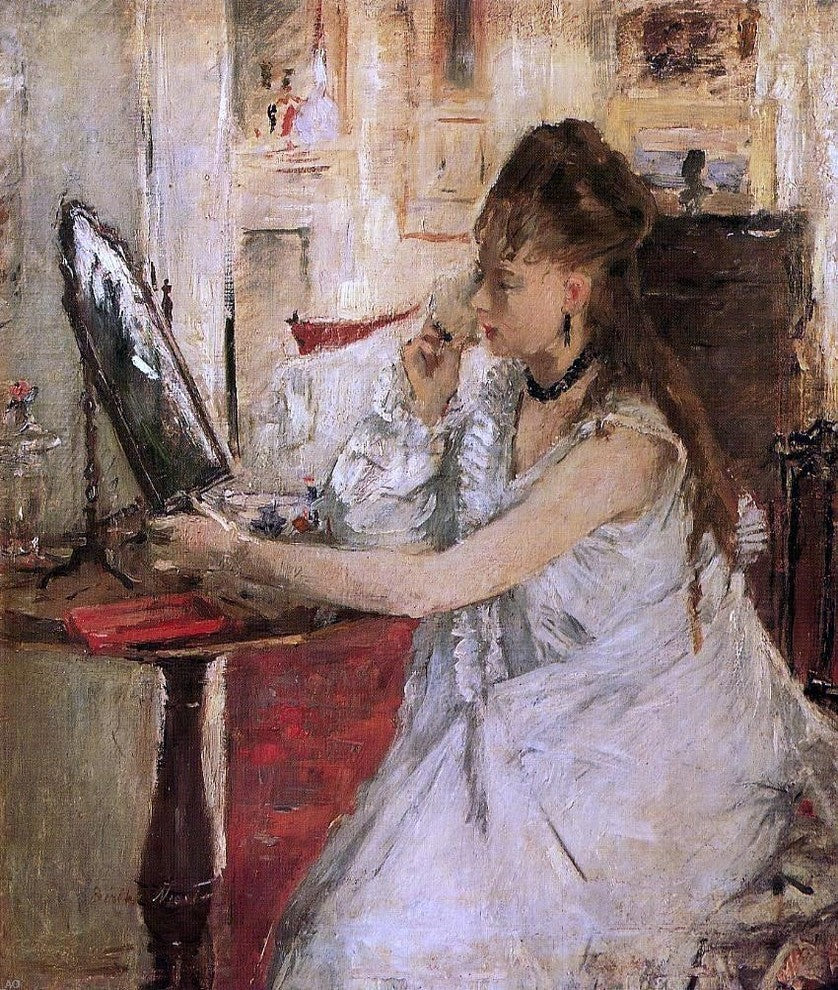 Berthe Morisot Young Woman Powdering Her Face, 20"x25" Wall Decal