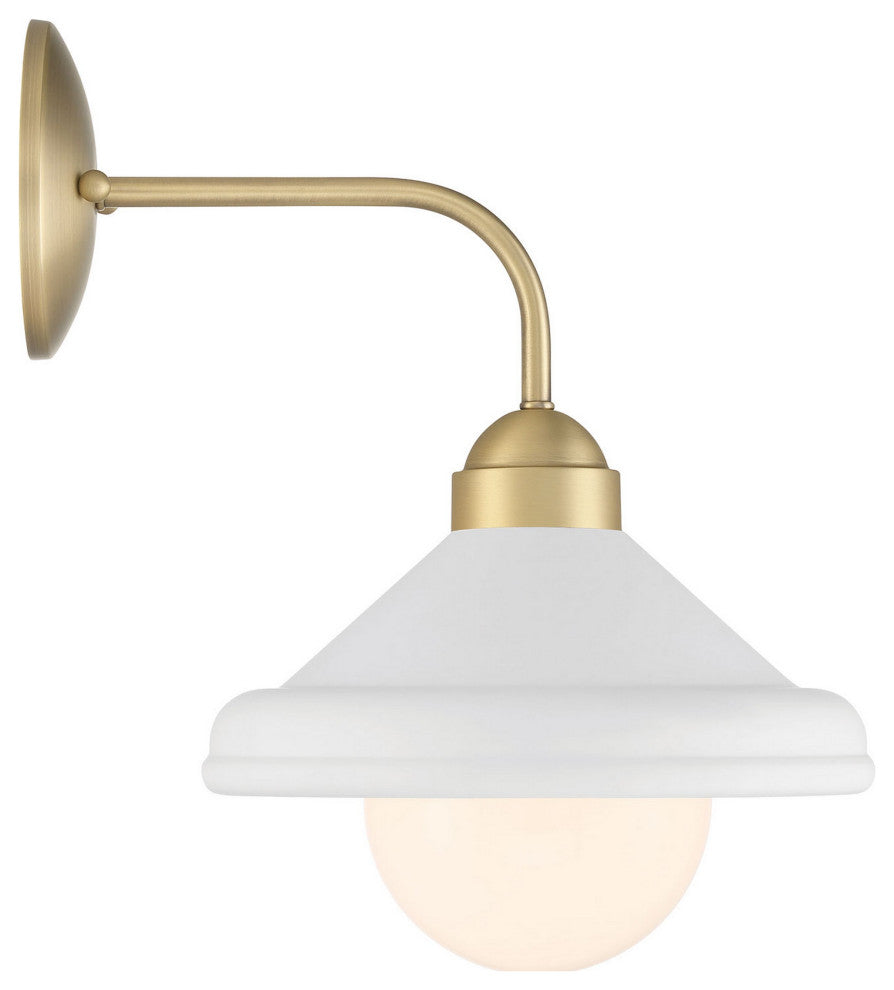 Brooks Matte White 10" Wall Sconce Barn Light with Bulb