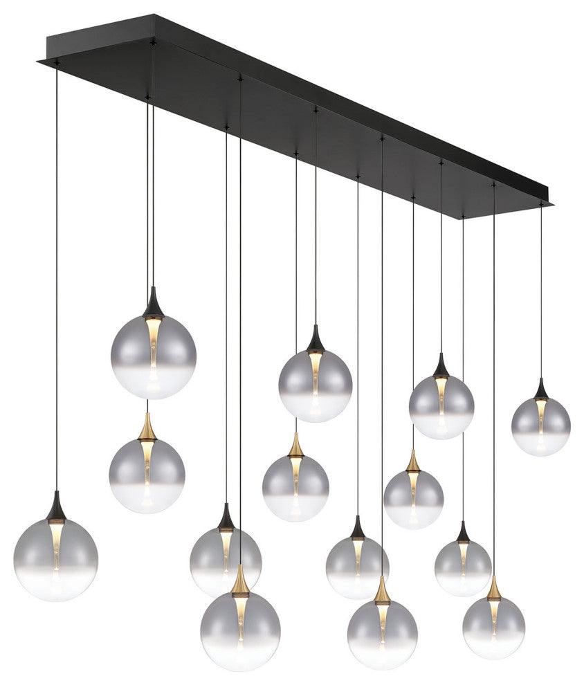 Iissa 14L 72" Gold-Black Smoke Chandelier