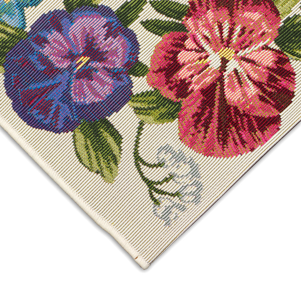 Esencia Secret Garden Indoor/Outdoor Mat, Cream, 2'5" X 3'11"