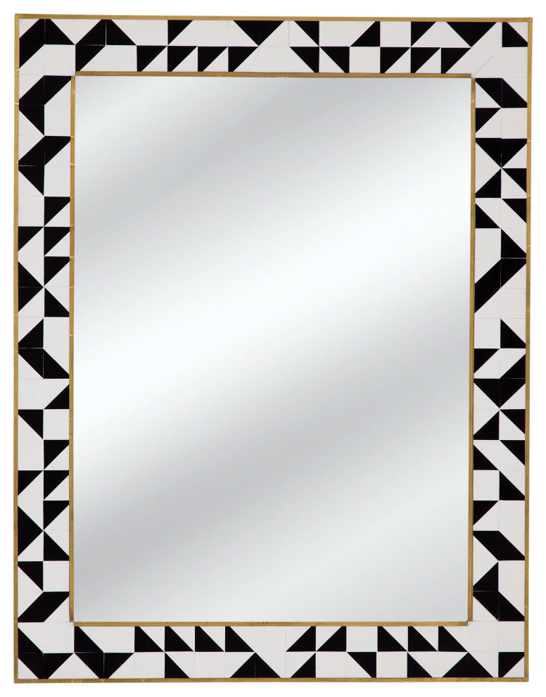 Macari Wall Mirror - Black/Cream/Brass