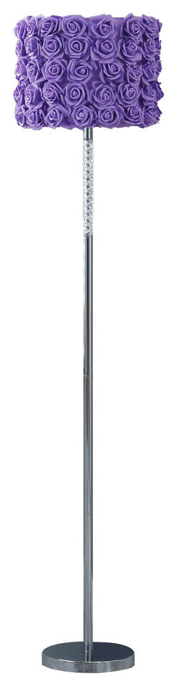 Benzara BM279107 Glamorous Floor Lamp, Rose Accent Shade, 100W, Purple, Silver