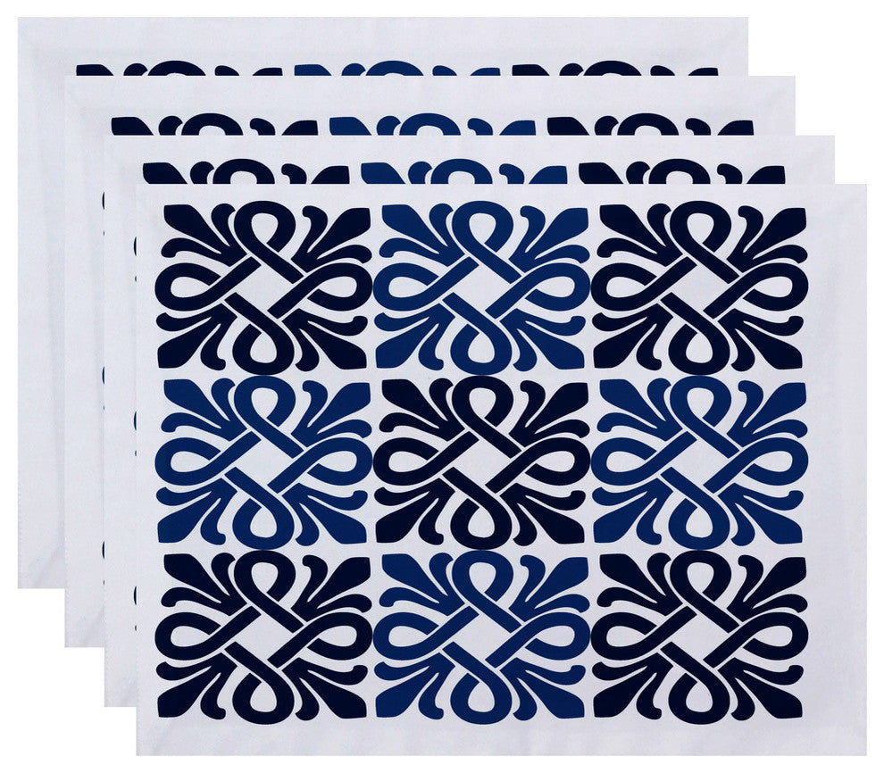 Tiki Square, Geometric Print Placemat, Blue