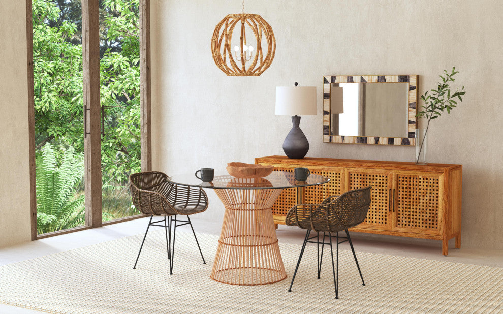 Ryanne Arm Dining Chair - Dark Rattan/Black