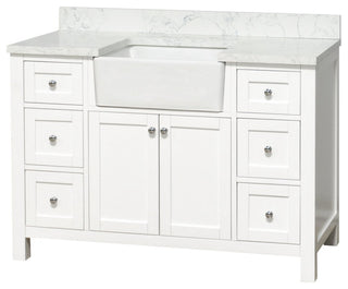 Yorkshire 48" Bathroom Vanity, White, Engineered Marble