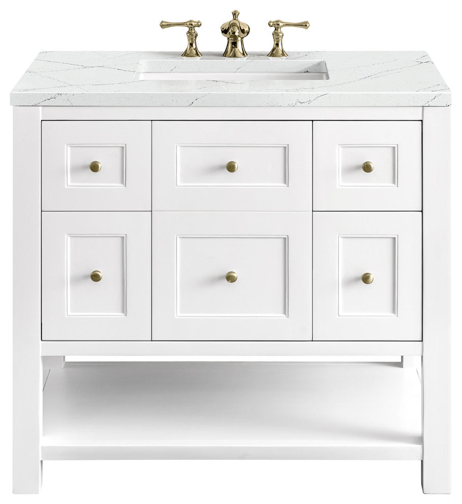 Breckenridge 36" Single Vanity, Bright White,  Ethereal Noctis Top