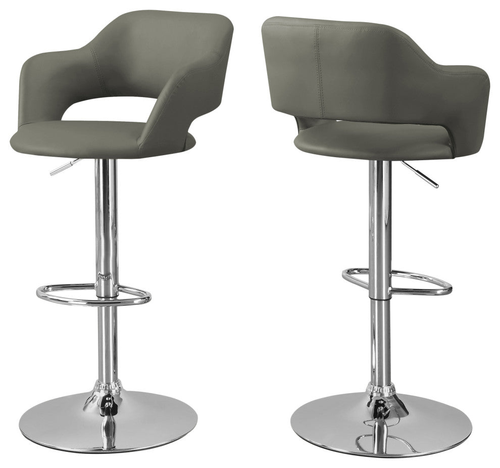 HomeRoots 21" x 22.5" x 36" Light Grey Foam Metal Leather Look Barstool