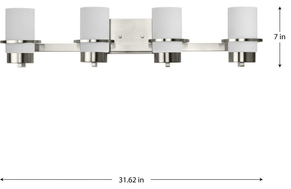 Reiss Collection Four-Light Modern Farmhouse Brushed Nickel Vanity Light