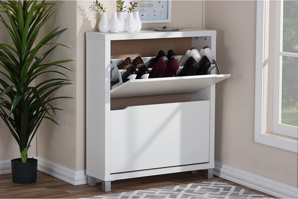 Modern Shoe Cabinet, White