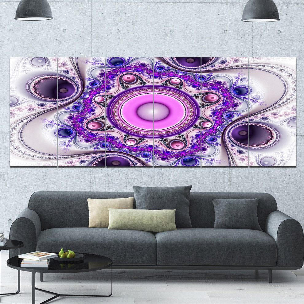 Strange Flower with Wavy Curves, Floral Canvas Art Print, 70"x28", 6 Panels