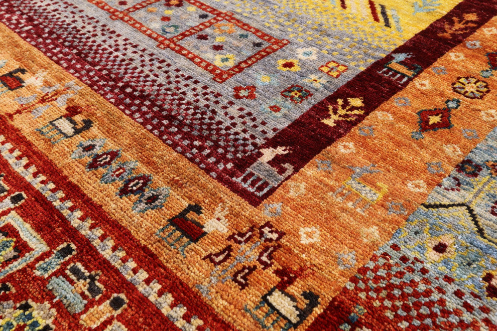 Tribal Gabbeh Handmade Wool Rug 4' 0" X 5' 10" Q4877
