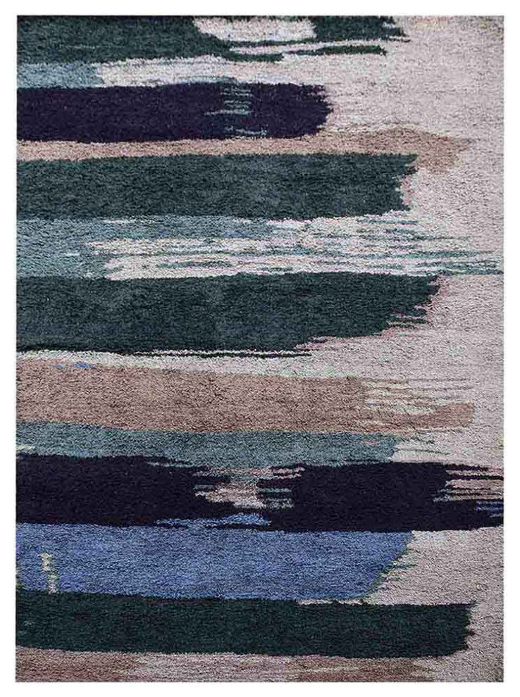 Hand Knotted Silk Area Rug Abstract Multicolor