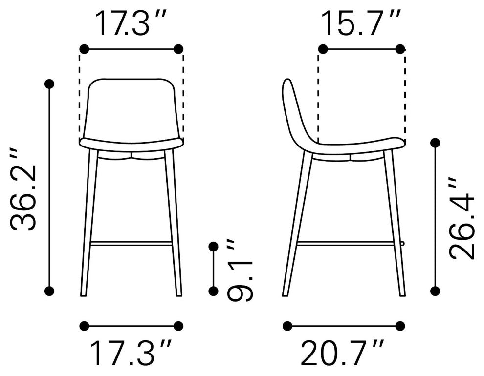 Counter Stool Chair, Set of 2, Faux Vinyl Leather, Steel, Taupe, Dark Gray