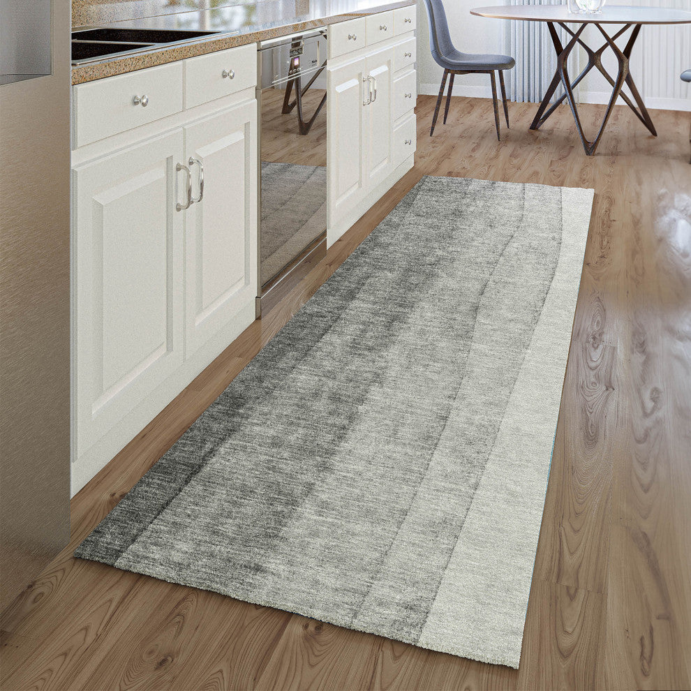 Premium Machine Washable Mayfield AMF690 Gray 2'3" x 7'6" Runner Rug