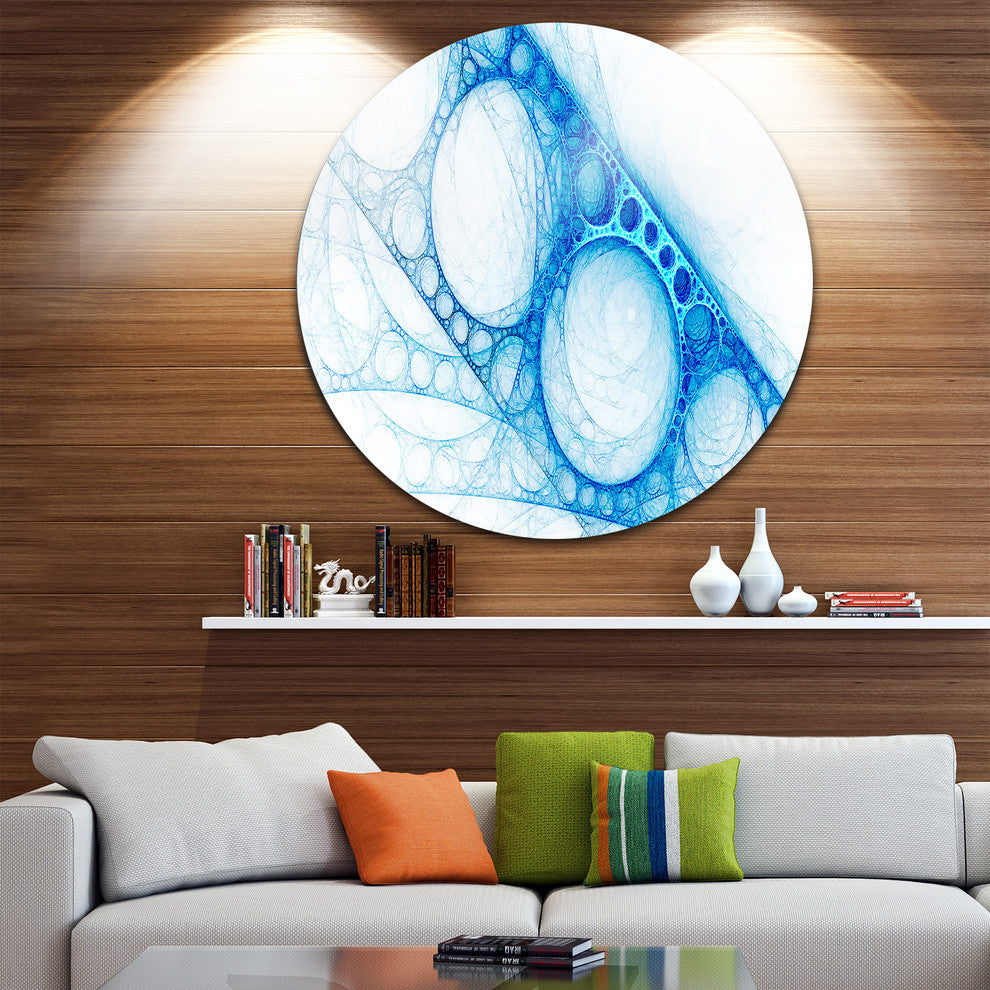 Blue Metal Construction, Abstract Digital Art Disc Metal Wall Art, 23"