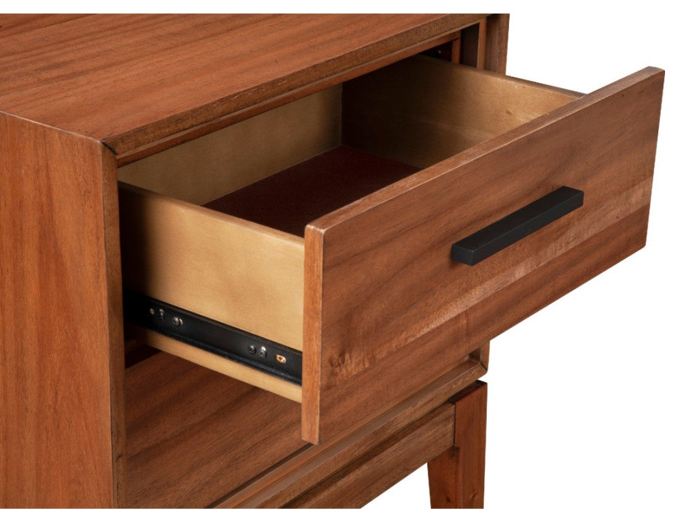 Nightstand with 2 Drawers and Wooden Frame, Brown