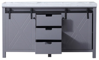 Marsyas 60" Dark Gray Double Bath Vanity Cabinet Carrara Marble Top Square Sinks