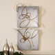 Silver Gold Metal Abstract Wall Squares, Contemporary Modern, 2-Piece Set