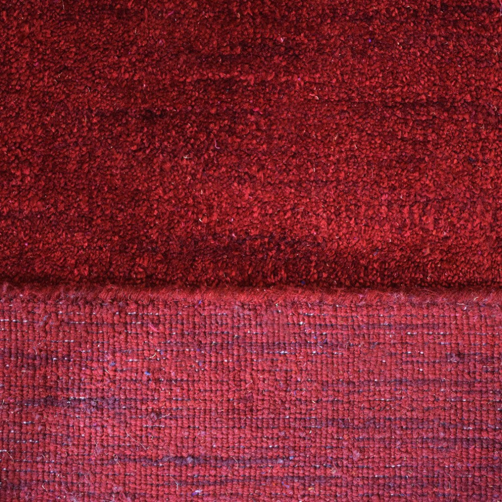 Hand Knotted Loom Silk Mix Area Rug Solid Red