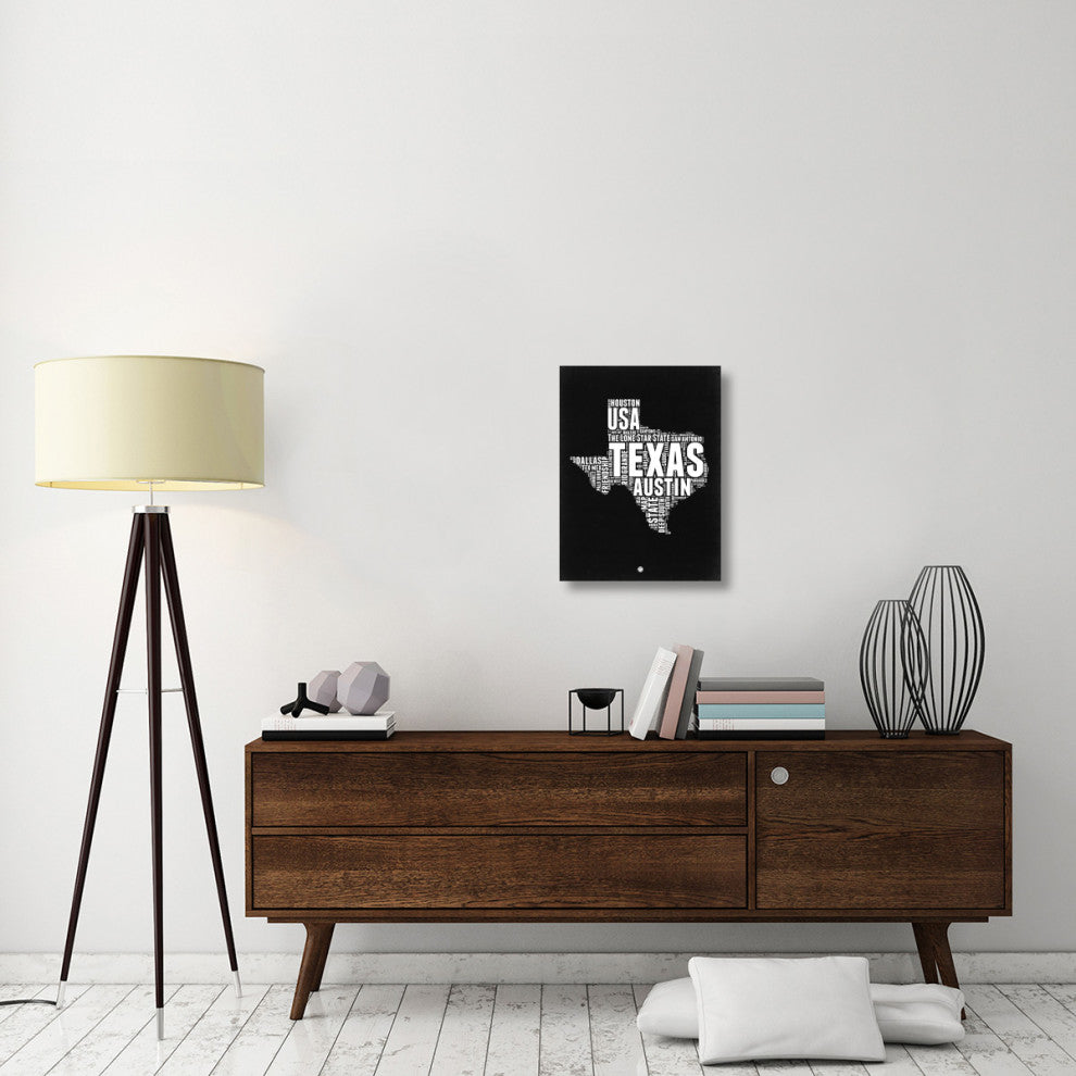 "Texas Black and White Map" Fine Art Print