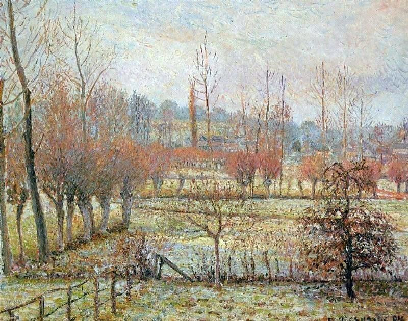 Camille Pissarro Hoarfrost Morning Wrapped Canvas, 20"x25"