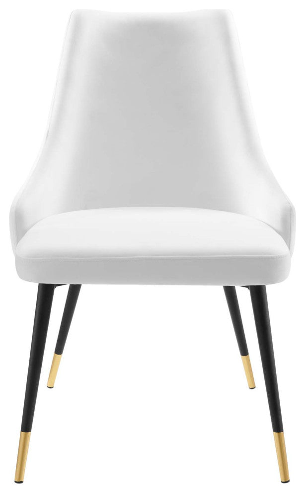 Tufted Side Dining Chair, Velvet, White, Modern, Bistro Restaurant Hospitality
