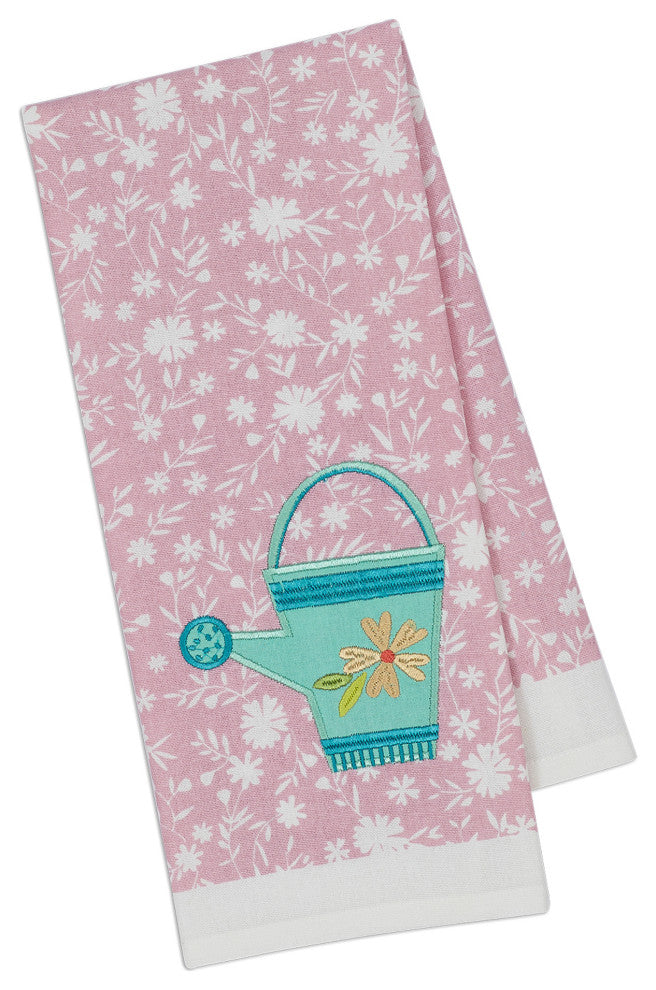 Watering Can Embellished Dishtowel