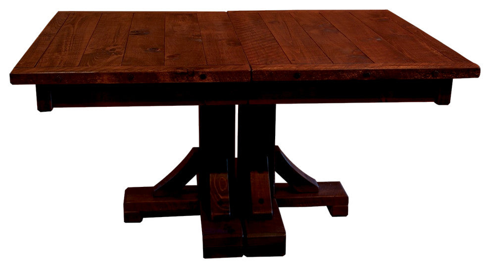 Barnwood Style Timber Peg Pedestal Extension Table, Michael's Cherry, 2-Leaf 42" X 66"