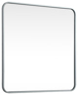 Ellis Soft Corner Metal Square Mirror 30x30 Inch, Silver