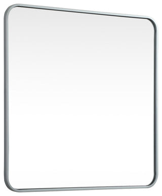 Ellis Soft Corner Metal Square Mirror 30x30 Inch, Silver