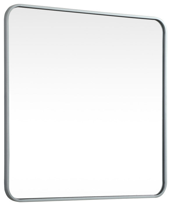 Ellis Soft Corner Metal Square Mirror 30x30 Inch, Silver