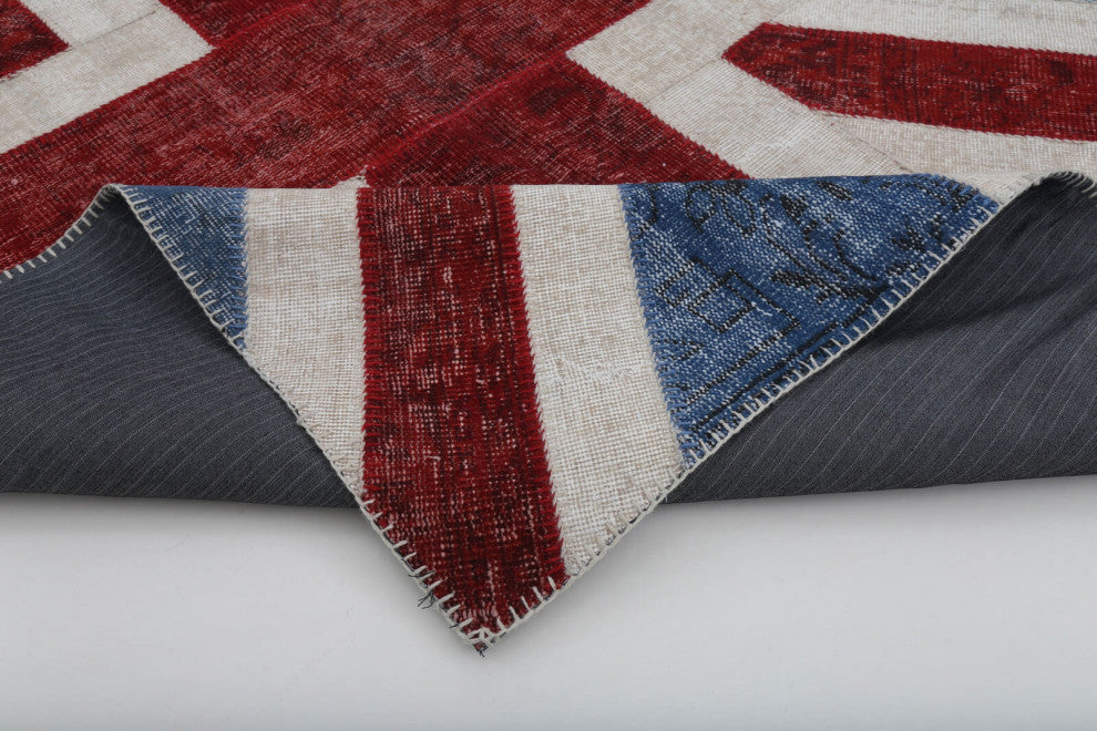 Rug N Carpet - Hand-knotted Anatolian 5' 8'' x 7' 10'' Flag Patchwork Rug