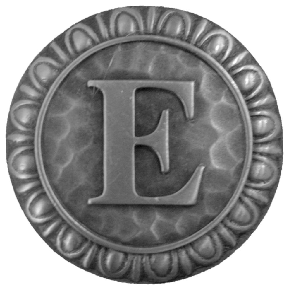 Initial A Knob Antique Brass, Antique Pewter, E