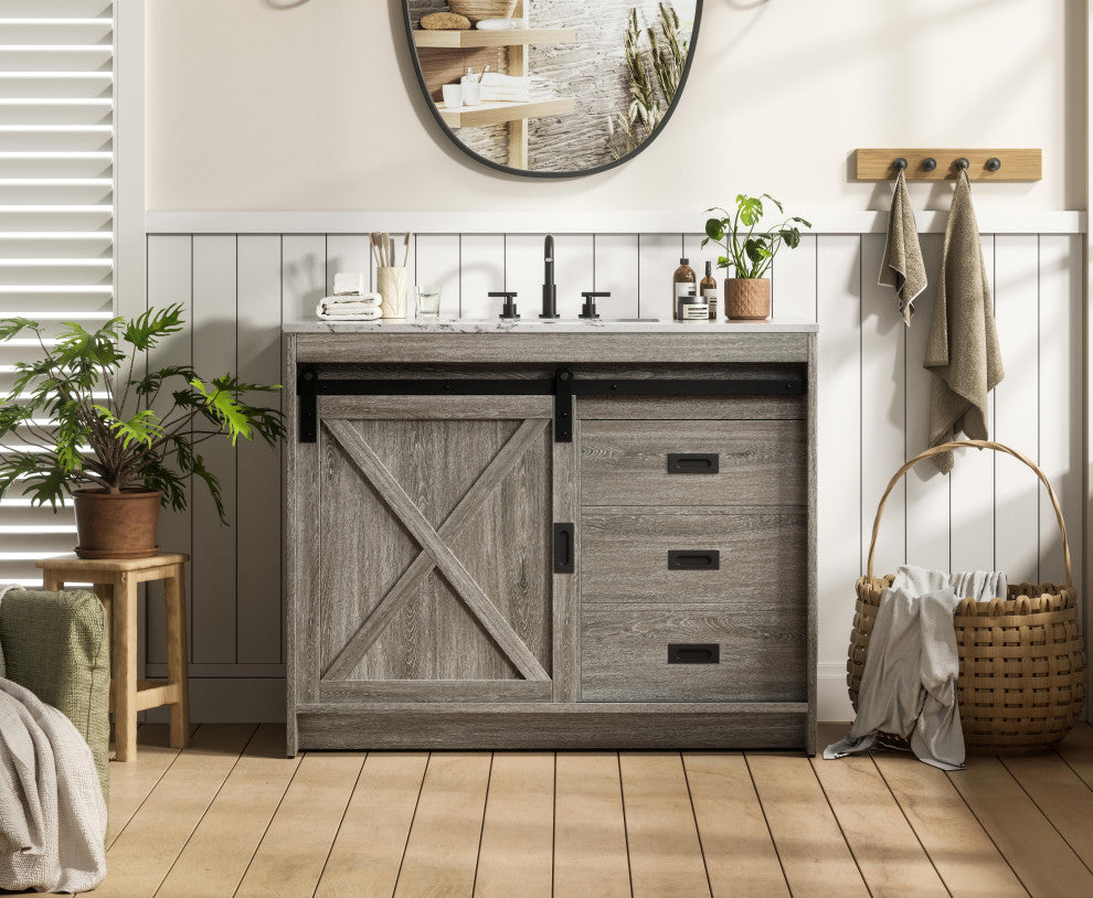 Home Living 42" Single Bathroom Vanity, Rustic Grey