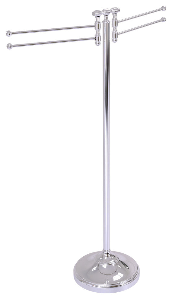 Towel Stand with 4 Pivoting Swing Arms, Polished Chrome
