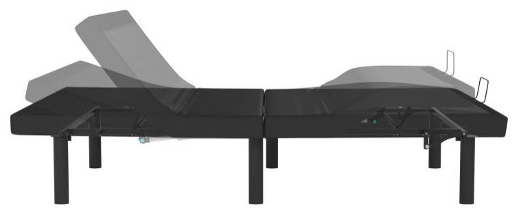Selene Adjustable Upholstered Bed Base with Wireless Remote, Black, Queen