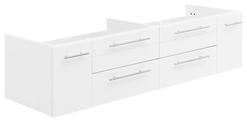 Lucera Wall Mount Double Undermount Sink Bathroom Cabinet, White, 60"