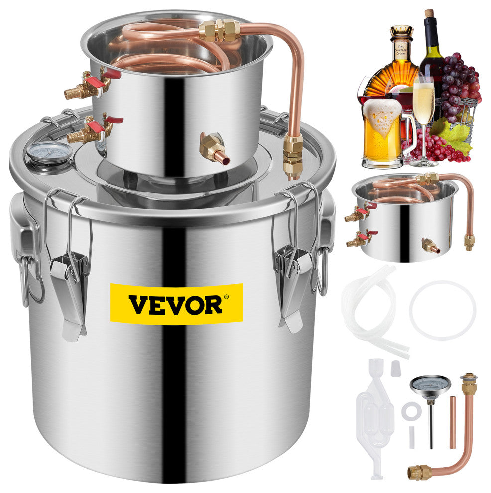 Alcohol Still Stainless Steel Water Alcohol Distiller Copper Tube for DIY, 8 Gallon