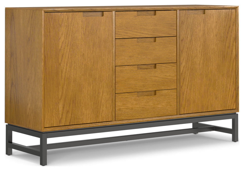 Banting Mid Century Sideboard With Centre Drawers, Oak Veneer