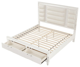 Genoa White Wood Frame Queen Panel Bed