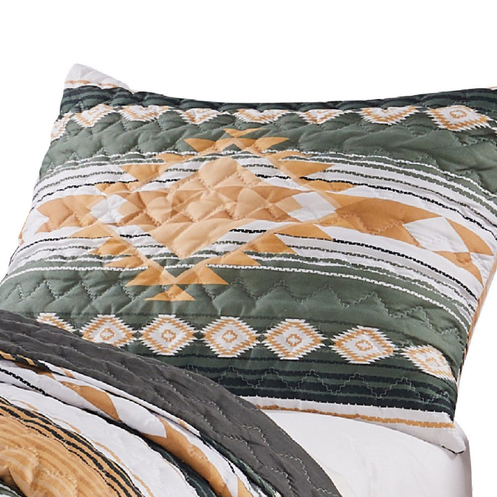 Benzara BM293496 King Size Pillow Sham, Southwest Yellow Stripes, Zipper