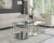 Sei Glass Top Coffee Table With Mirrored Base, Chrome, 5-Piece
