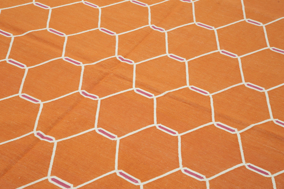 Rug N Carpet - Handmade Wool 6' 1'' x 9' 0'' Modern Design Dhurrie Kilim Rug